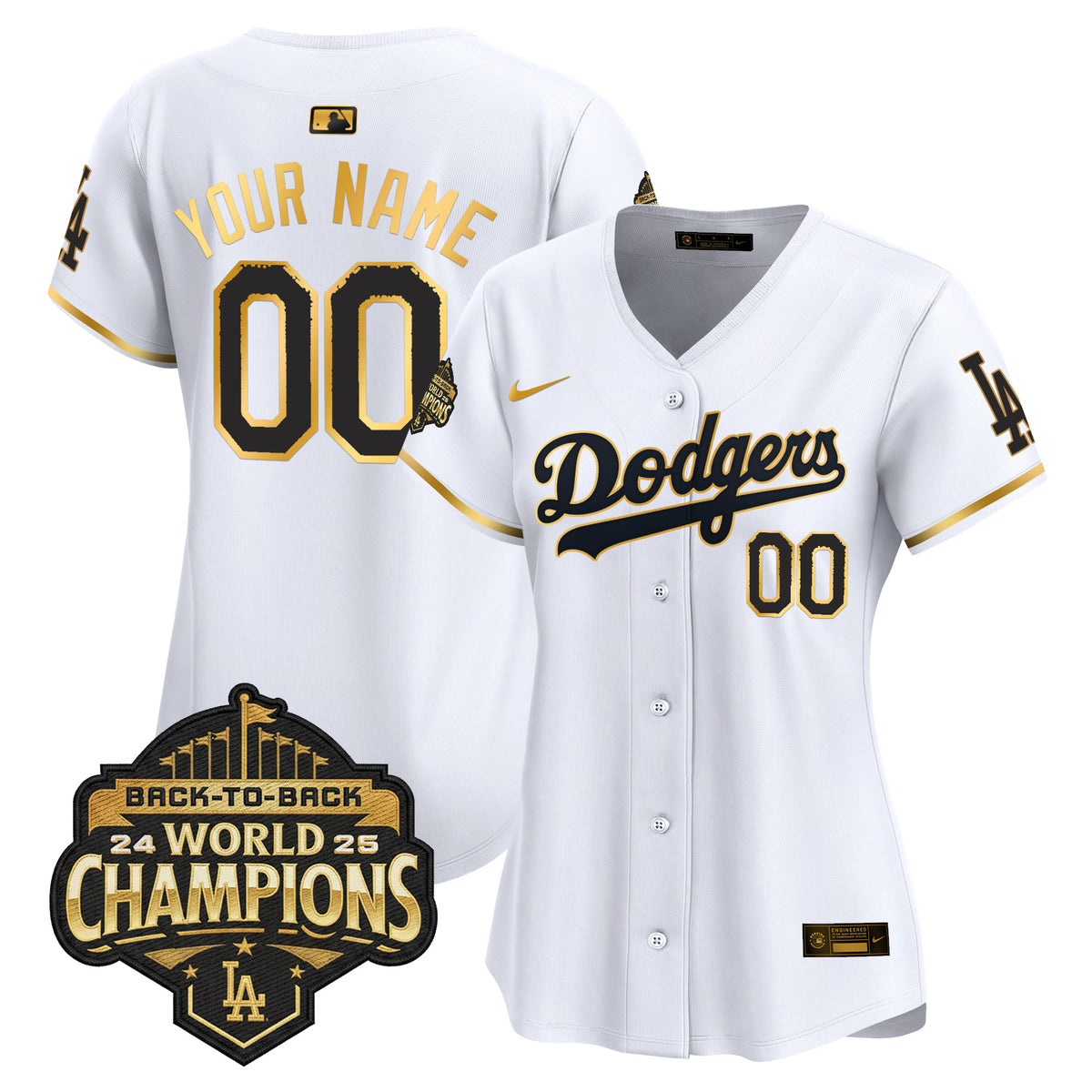 Dodgers 2025 Back-To-Back Champions Vapor Premier Limited Custom Jersey - All Stitched