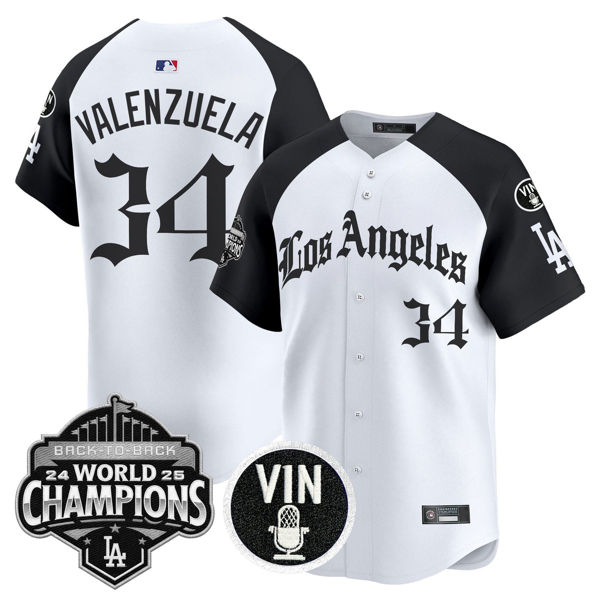 Men's Dodgers 2025 Back-To-Back Champions Vapor Premier Limited Jersey - LA Gothic Edition - All Stitched