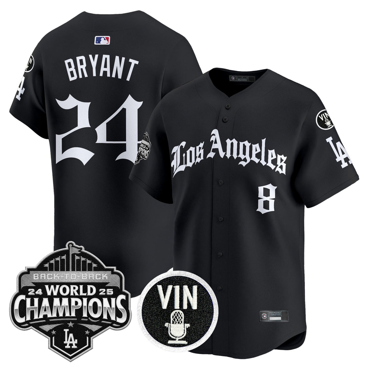 Men's Dodgers 2025 Back-To-Back Champions Vapor Premier Limited Jersey - LA Gothic Edition - All Stitched