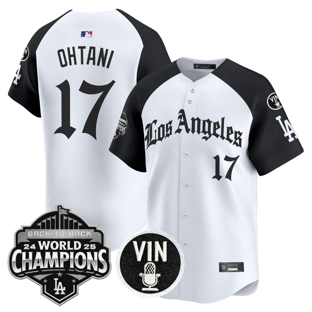 Men's Dodgers 2025 Back-To-Back Champions Vapor Premier Limited Jersey - LA Gothic Edition - All Stitched