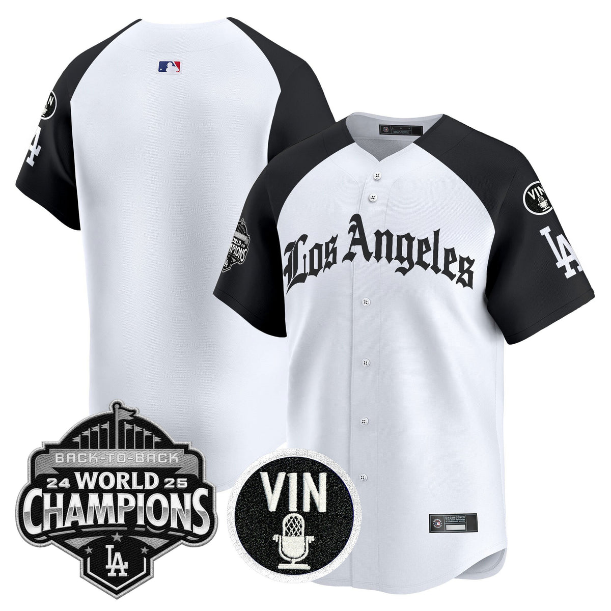 Men's Dodgers 2025 Back-To-Back Champions Vapor Premier Limited Jersey - LA Gothic Edition - All Stitched