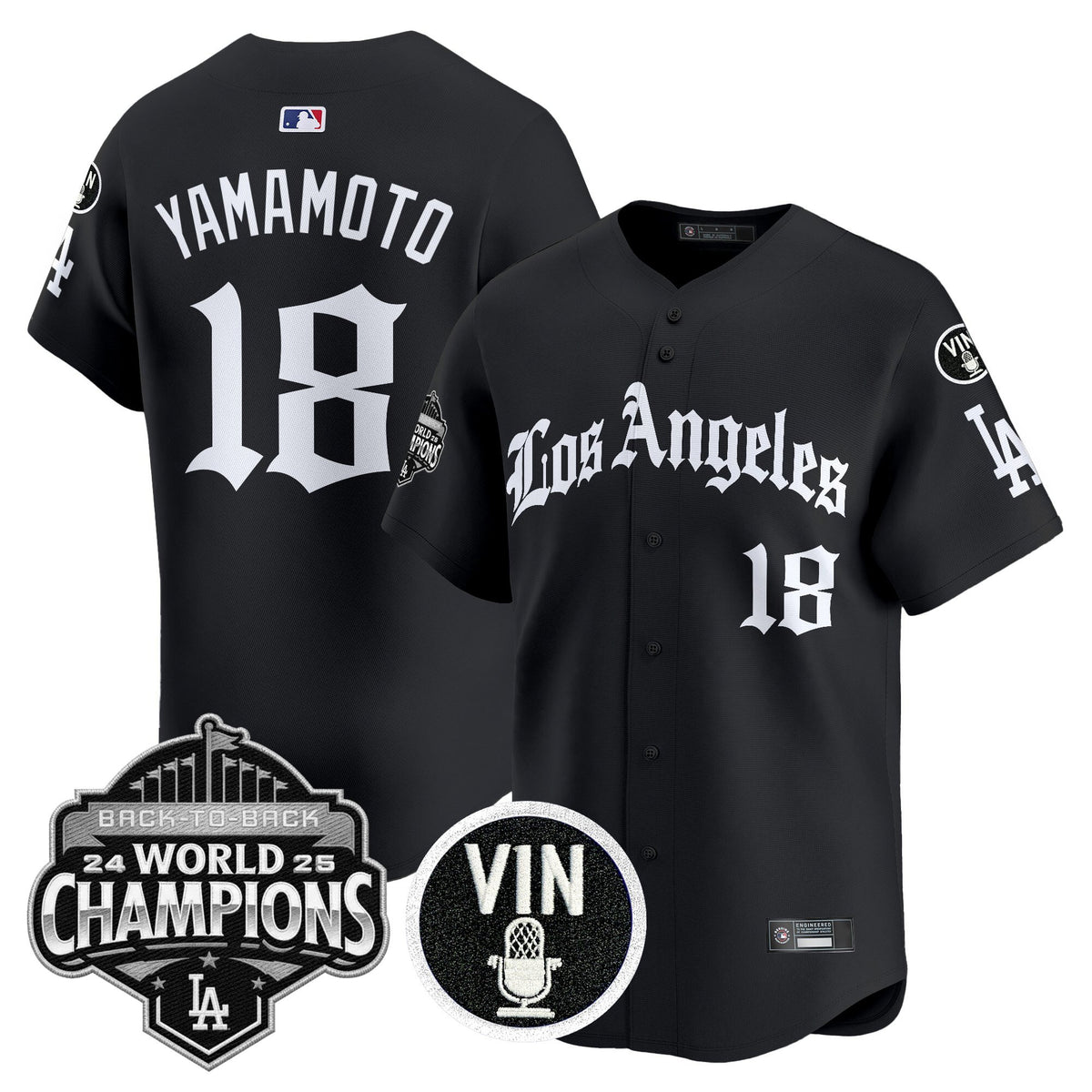 Men's Dodgers 2025 Back-To-Back Champions Vapor Premier Limited Jersey - LA Gothic Edition - All Stitched