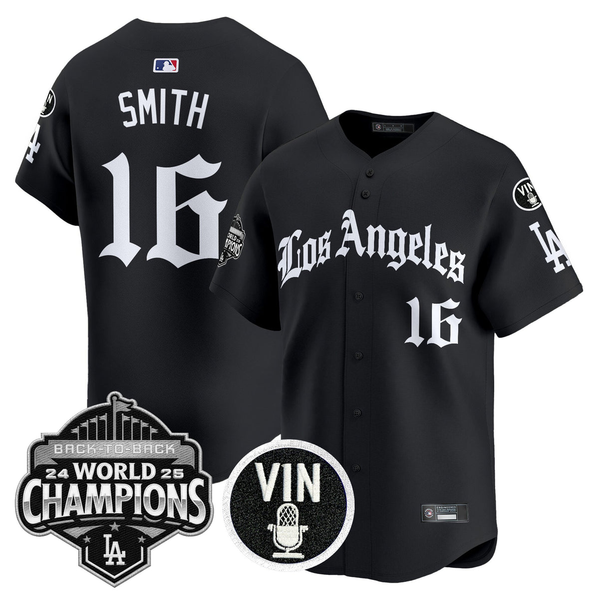 Men's Dodgers 2025 Back-To-Back Champions Vapor Premier Limited Jersey - LA Gothic Edition - All Stitched