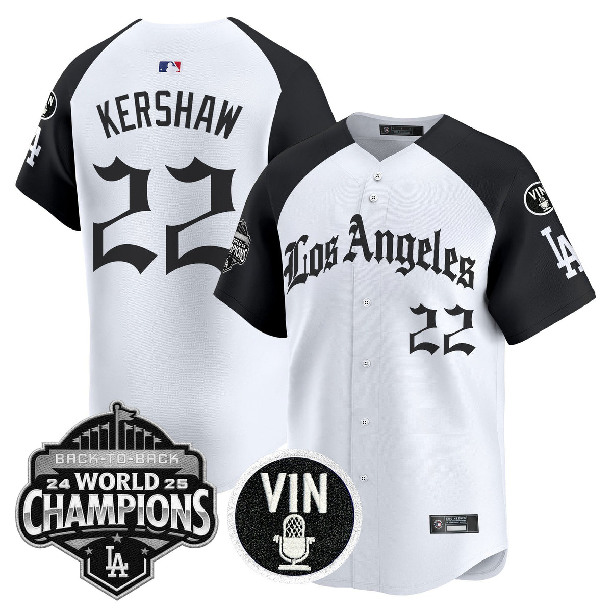 Men's Dodgers 2025 Back-To-Back Champions Vapor Premier Limited Jersey - LA Gothic Edition - All Stitched