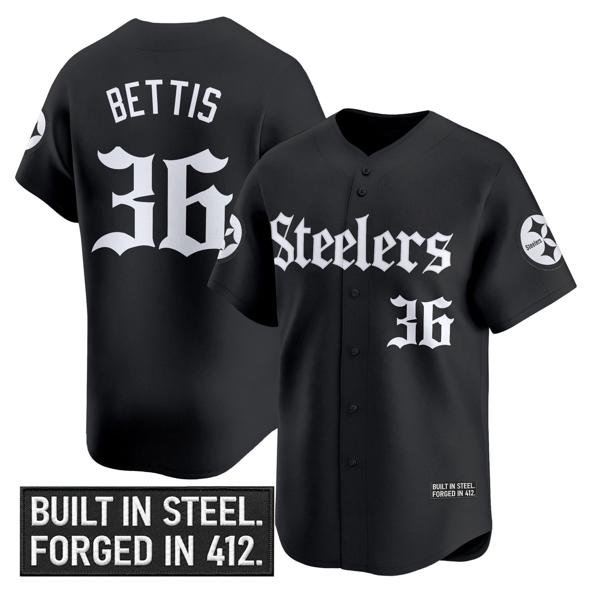 Men's Pittsburgh Steelers 'Gothic Steel City Edition' Vapor Baseball Jersey - All Stitched