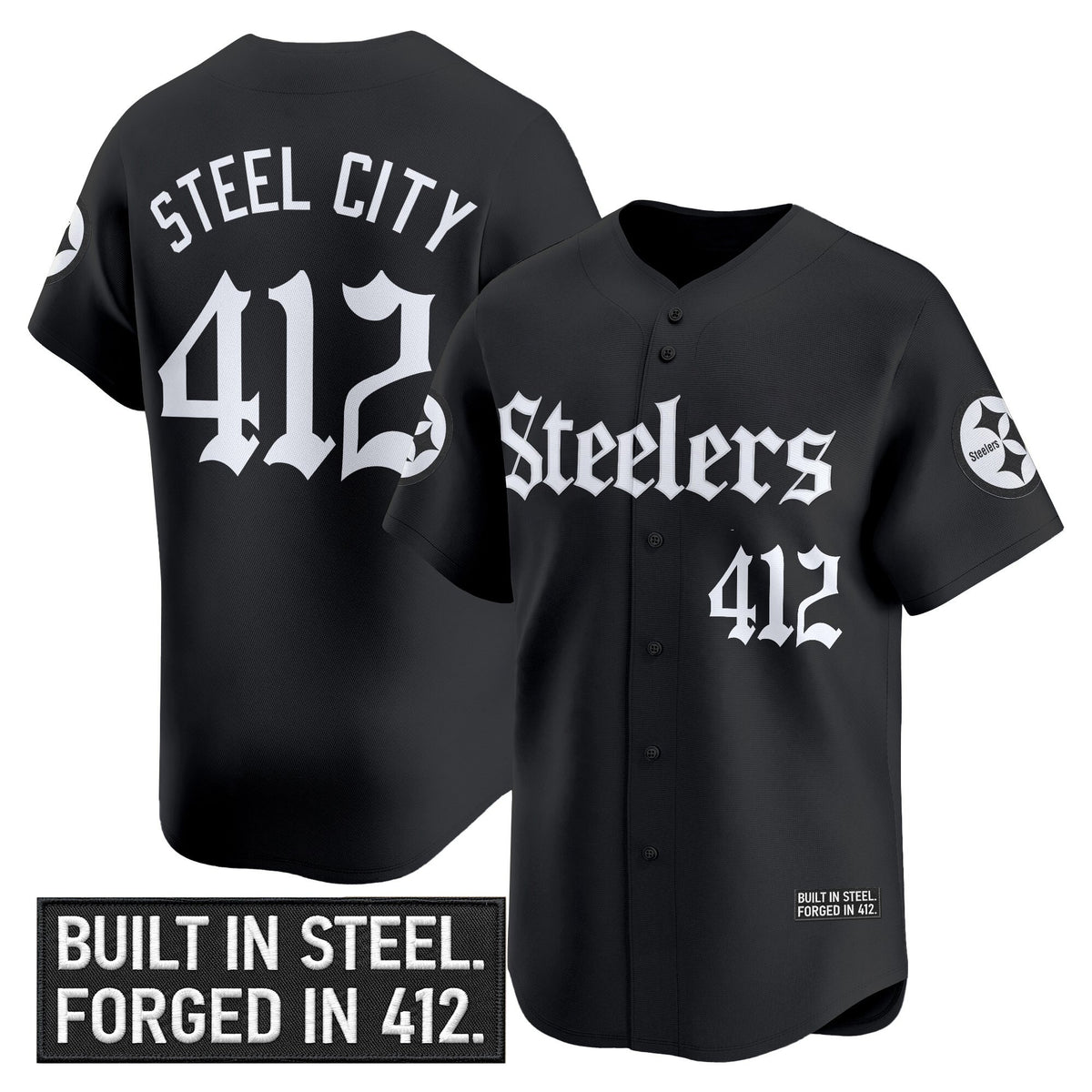 Men's Pittsburgh Steelers 'Gothic Steel City Edition' Vapor Baseball Jersey - All Stitched