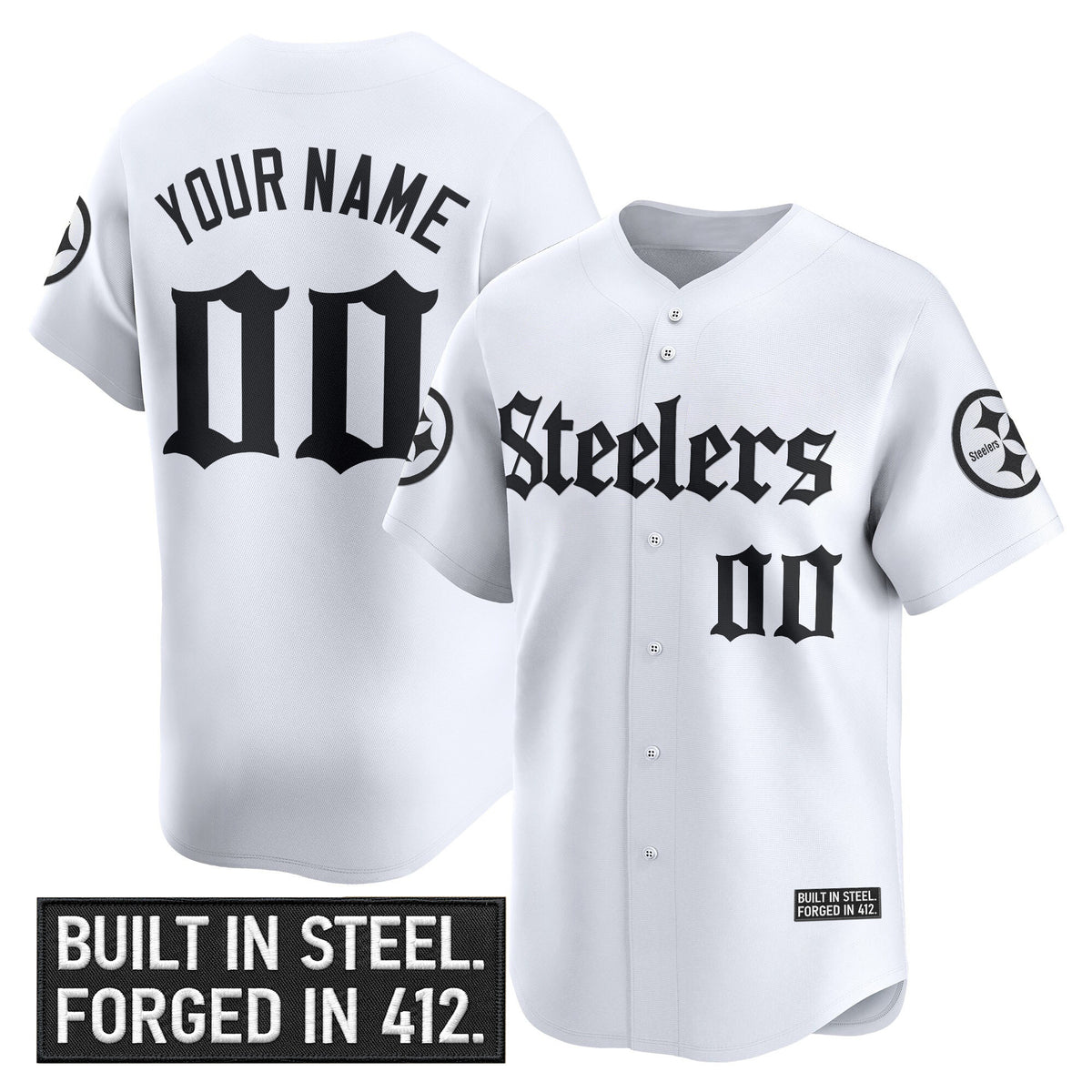 Pittsburgh Steelers 'Gothic Steel City Edition' Vapor Baseball Custom Jersey - All Stitched