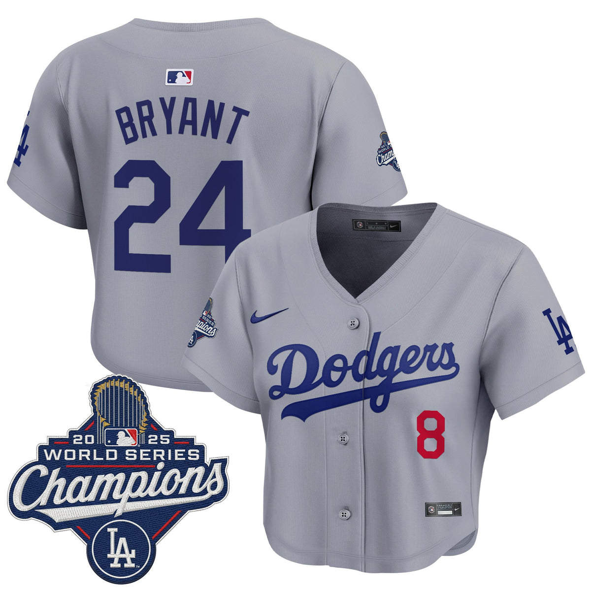 Women's Dodgers 2025 World Series Champions Crop Top Baseball Jersey - All Stitched