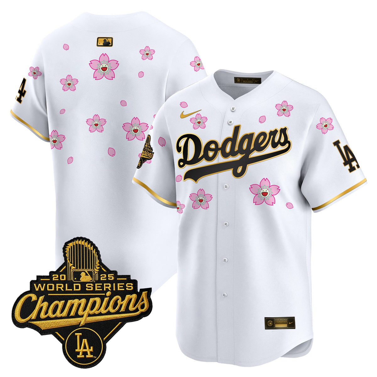 Men's Dodgers 2025 World Series Champions x Tokyo Series Gold Trim Vapor Premier Limited Jersey - Stitched