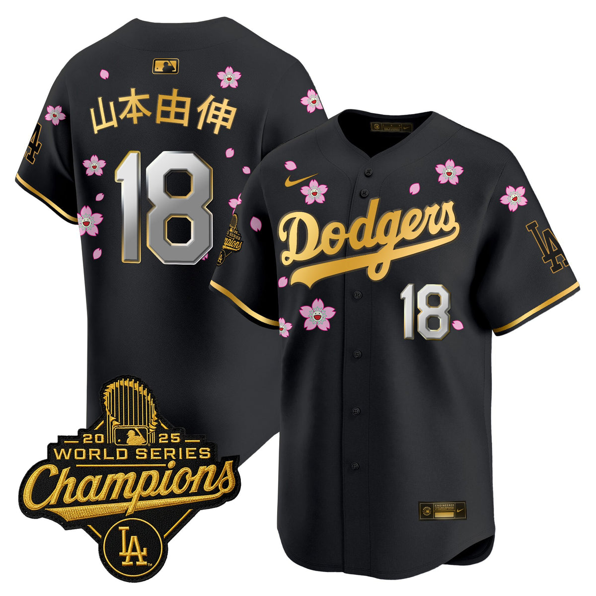 Men's Dodgers 2025 World Series Champions x Tokyo Series Gold Trim Vapor Premier Limited Jersey - Stitched