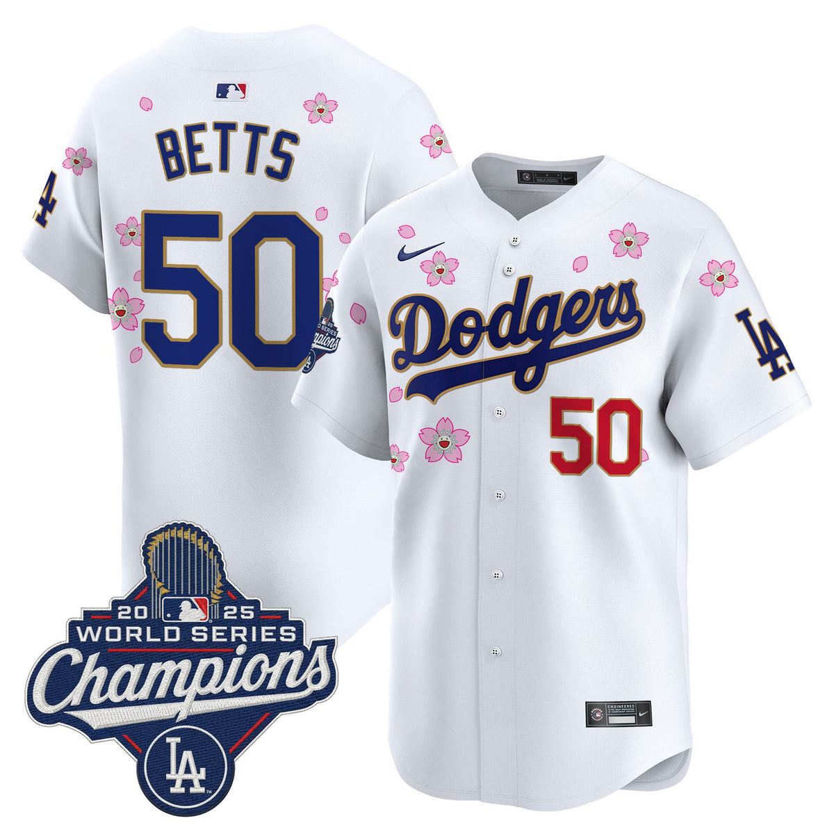 Men's Dodgers 2025 World Series Champions x Tokyo Series Gold Trim Vapor Premier Limited Jersey - Stitched