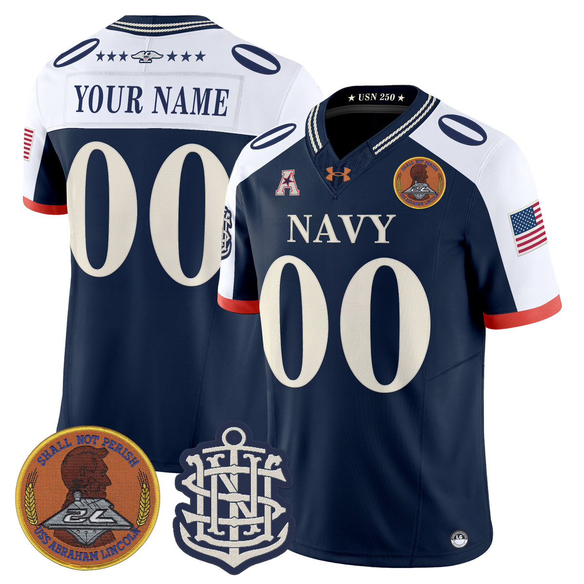 Navy Midshipmen 250th Anniversary Vapor Limited Custom Jersey - Stitched