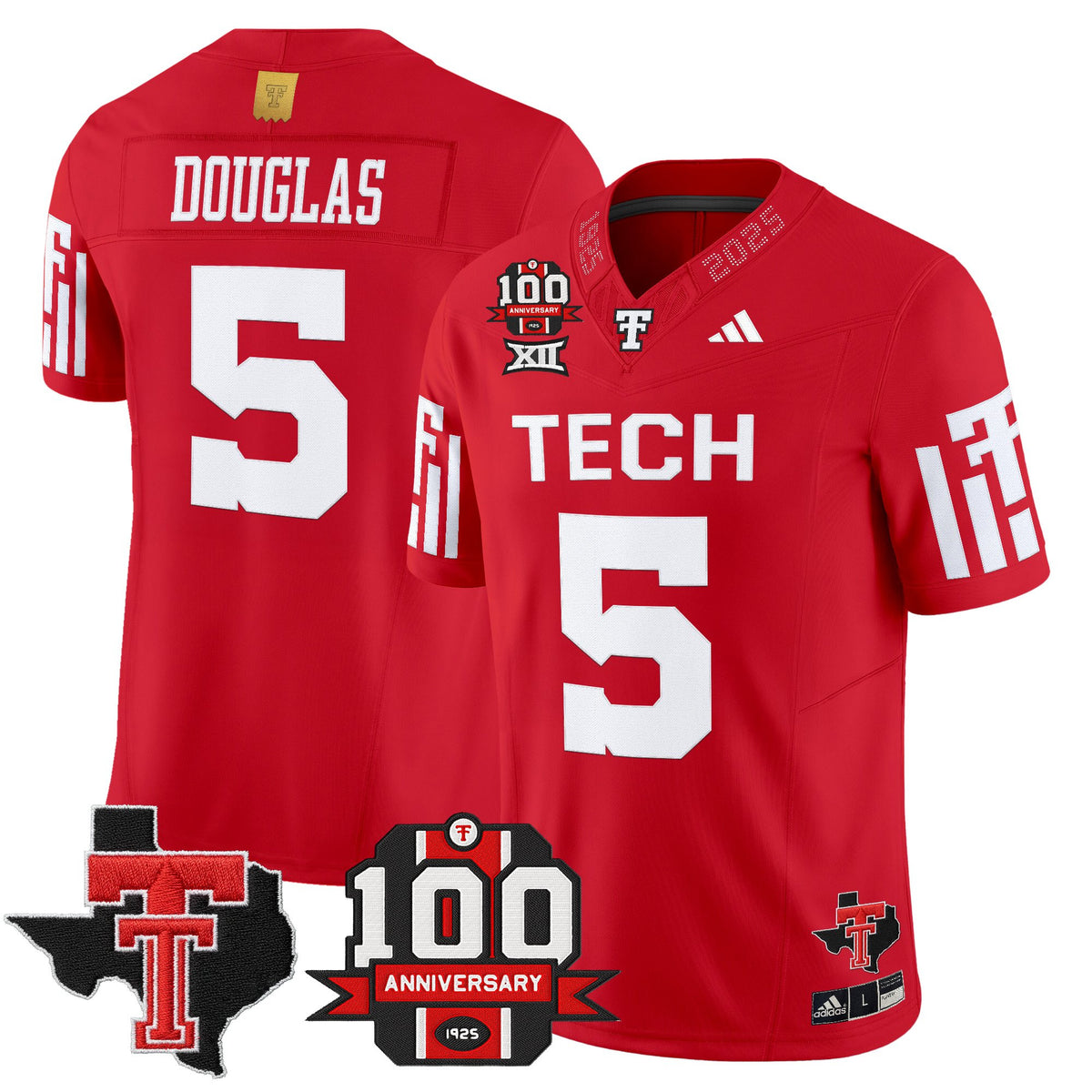 Men's Texas Tech Red Raiders 2025 Vapor Limited Jersey - 100th Anniversary & Texas Patch - All Stitched