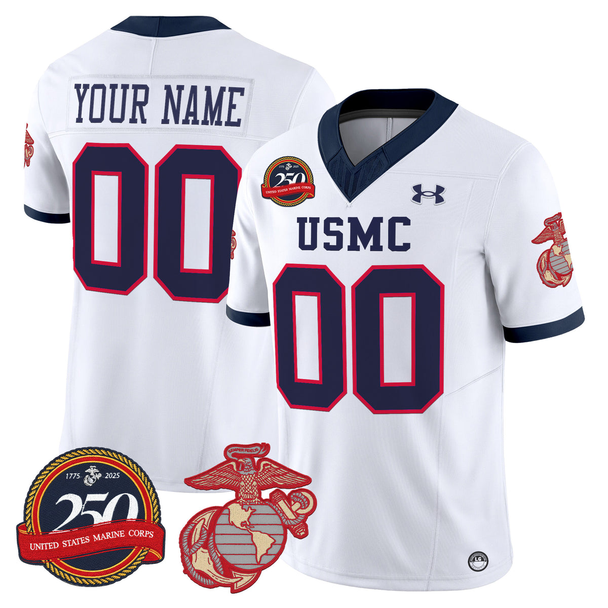 United States Marine Corps Vapor Limited Custom Jersey - 250th Anniversary Patch - All Stitched
