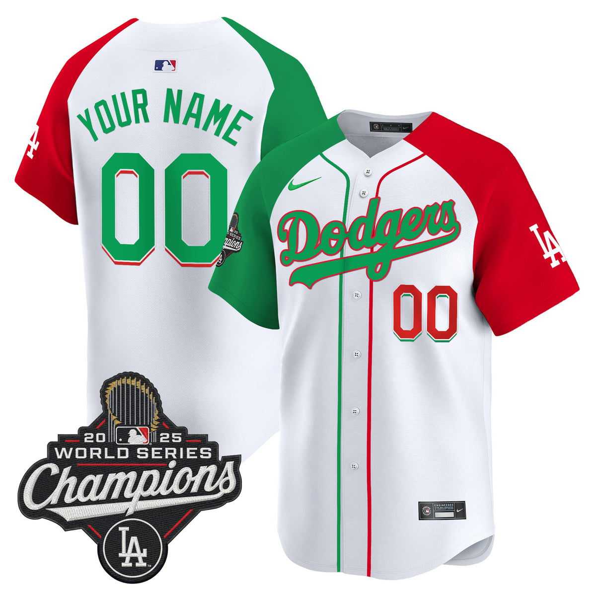 Dodgers Mexico 2025 World Series Champions Vapor Premier Limited Custom Jersey V2 - All Stitched