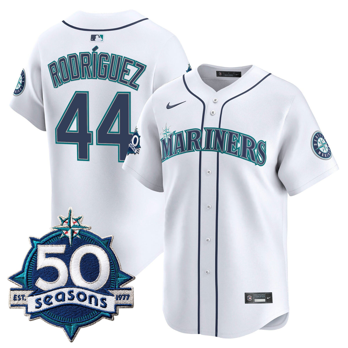 Men's Seattle Mariners 50 Seasons Patch Vapor Premier Limited Jersey - All Stitched