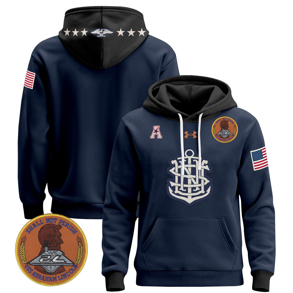 Men's Navy Midshipmen 250th Anniversary Pullover Hoodie - All Stitched