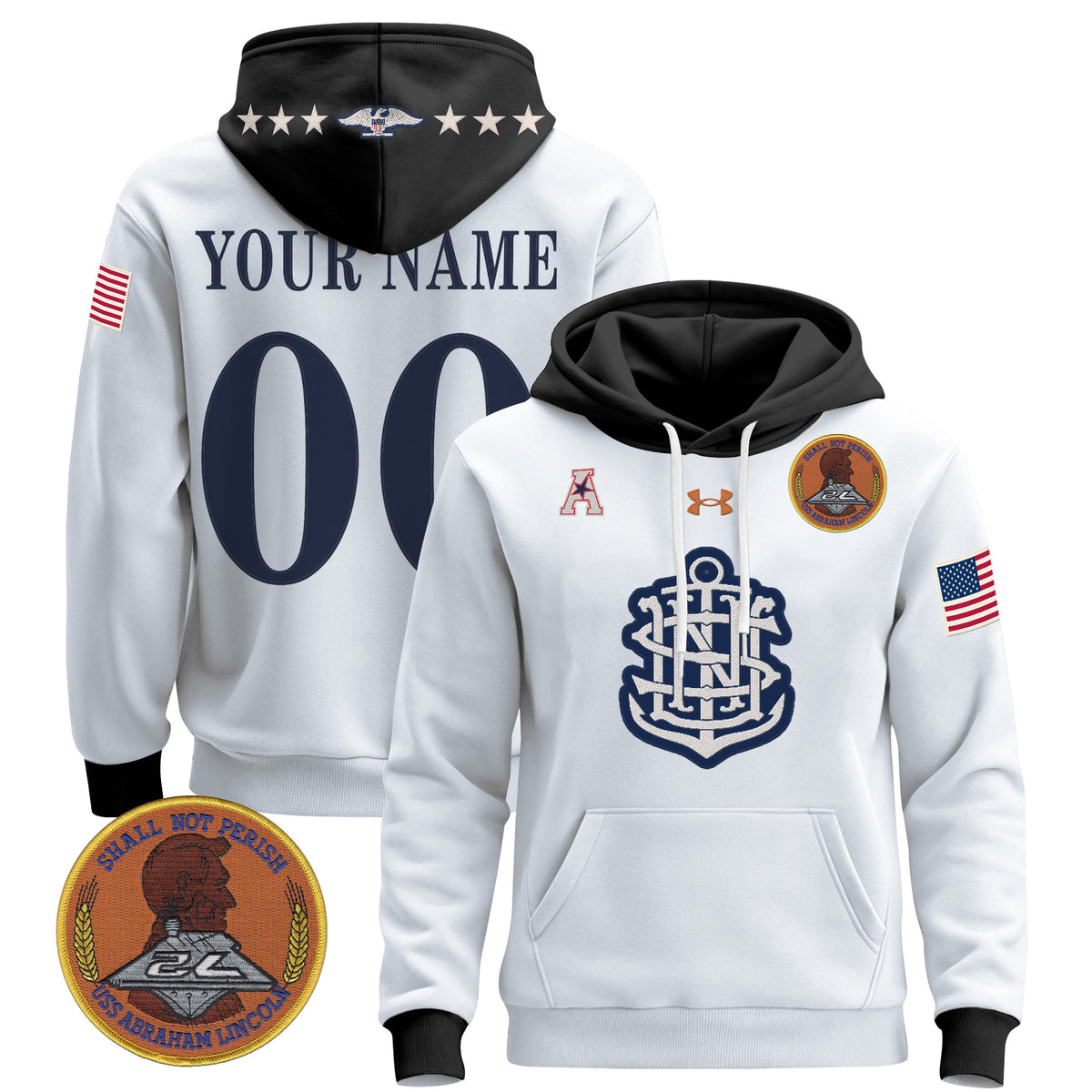 Navy Midshipmen 250th Anniversary Custom Pullover Hoodie - All Stitched