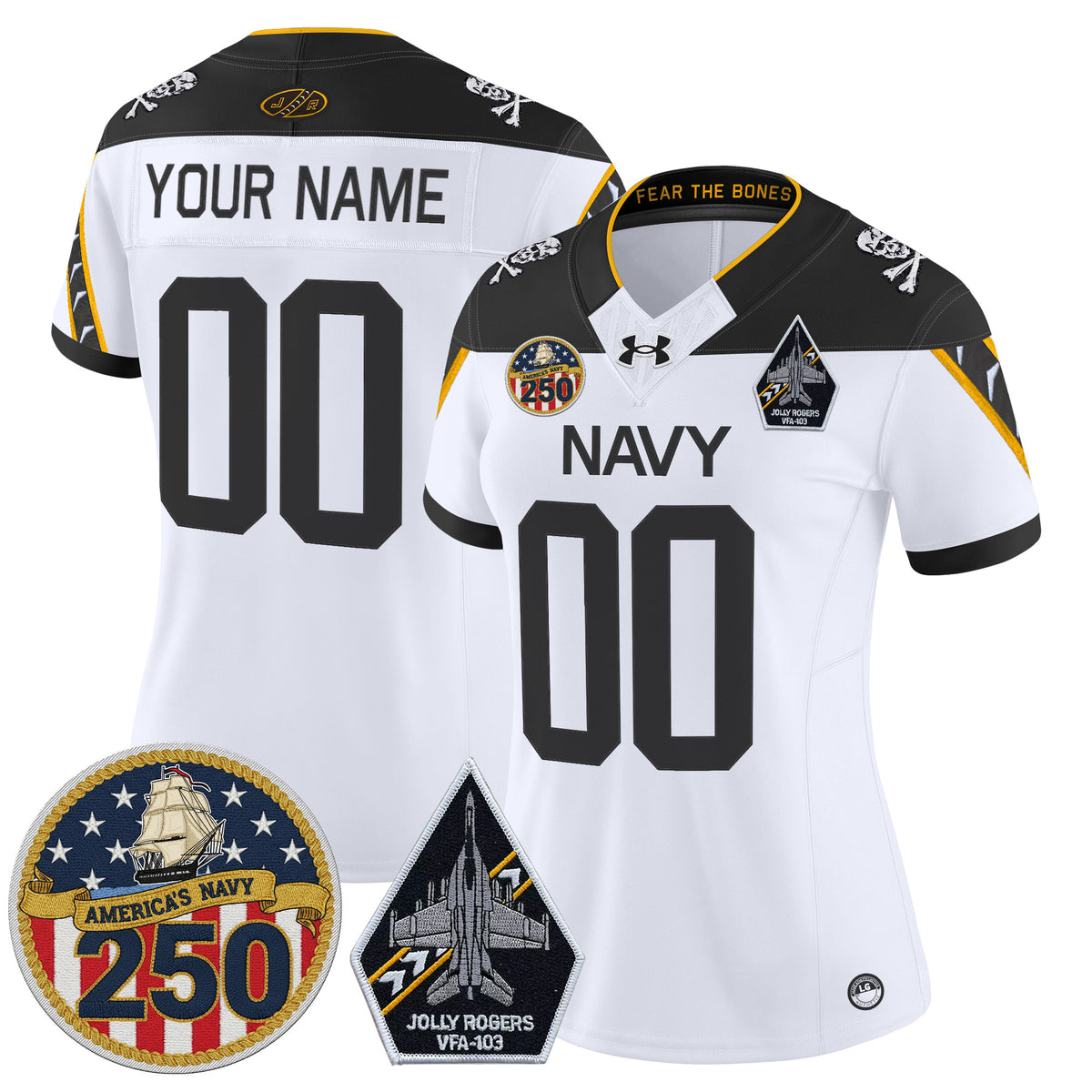 Navy Midshipmen 'Jolly Rogers Edition' Vapor Limited Custom Jersey - 250th Anniversary Patch - All Stitched