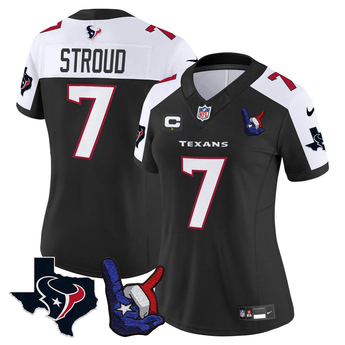 Women's Houston Texans Hand Sign Throwing Up The H Vapor Jersey - All Stitched