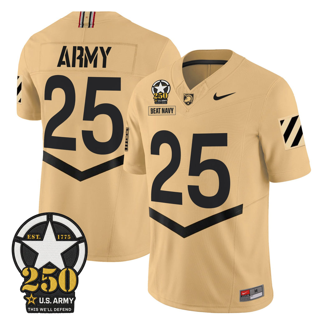 Men's Army Black Knights 250th Anniversary Patch Vapor Limited Jersey - All Stitched