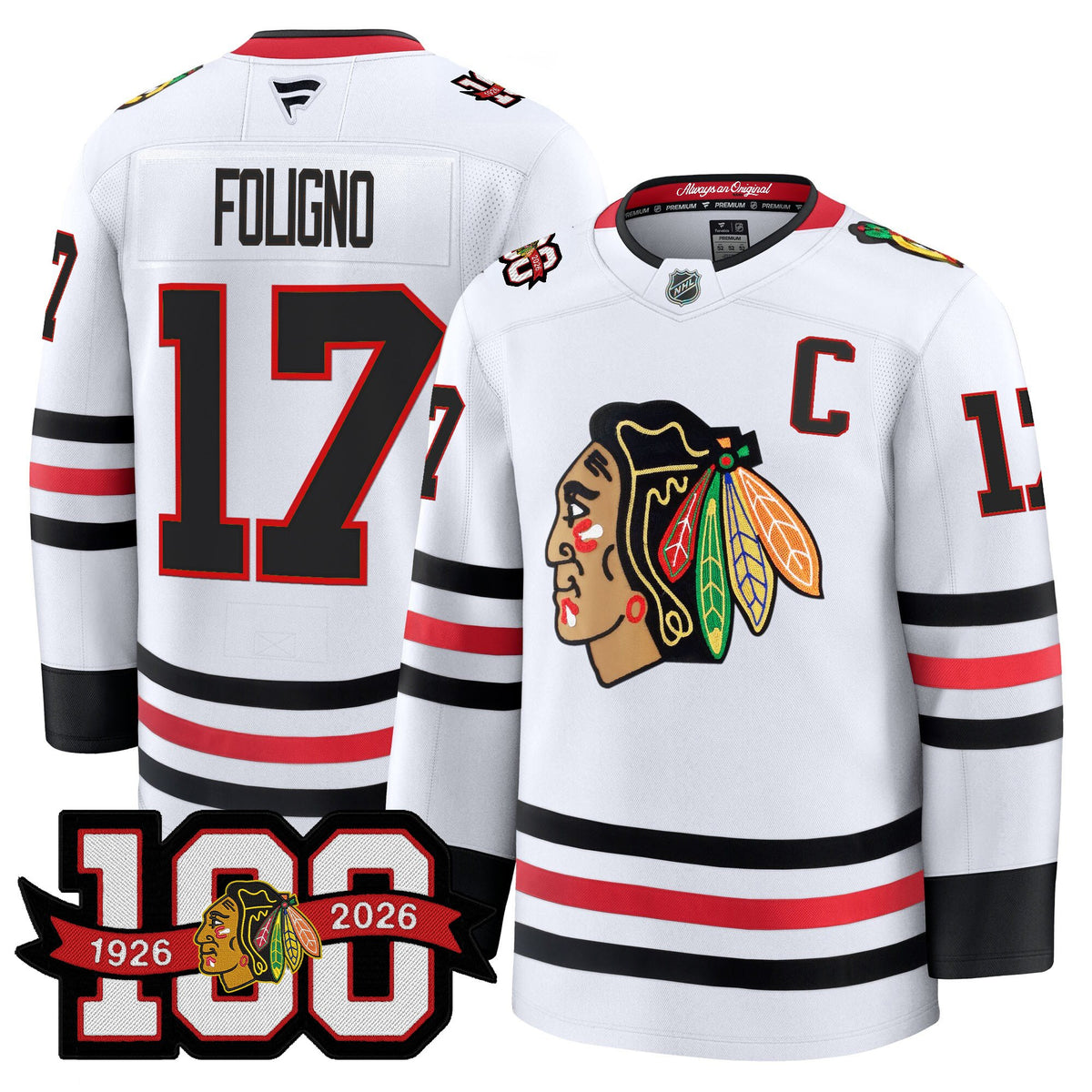 Men's Chicago Blackhawks 2025/26 Premium Jersey - 100th Anniversary Patch -All Stitched