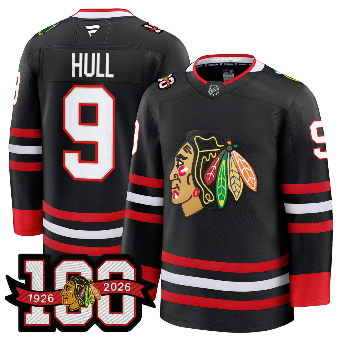 Men's Chicago Blackhawks 2025/26 Premium Jersey - 100th Anniversary Patch -All Stitched