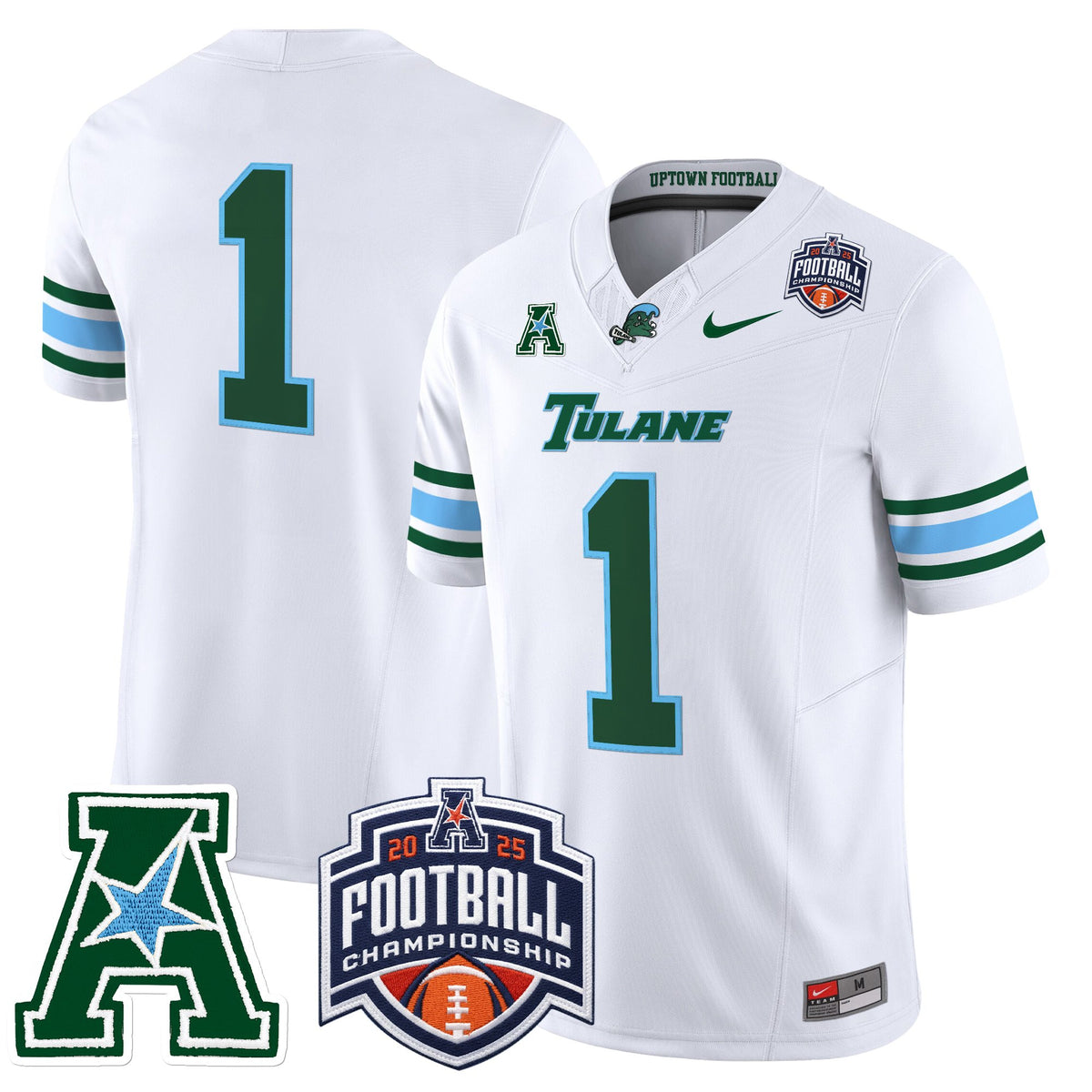 Men's Tulane Green Wave 2025 AAC Championship Vapor Limited Jersey - All Stitched
