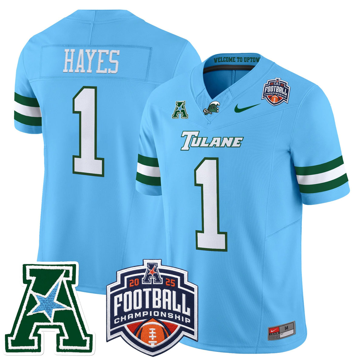 Men's Tulane Green Wave 2025 AAC Championship Vapor Limited Jersey - All Stitched