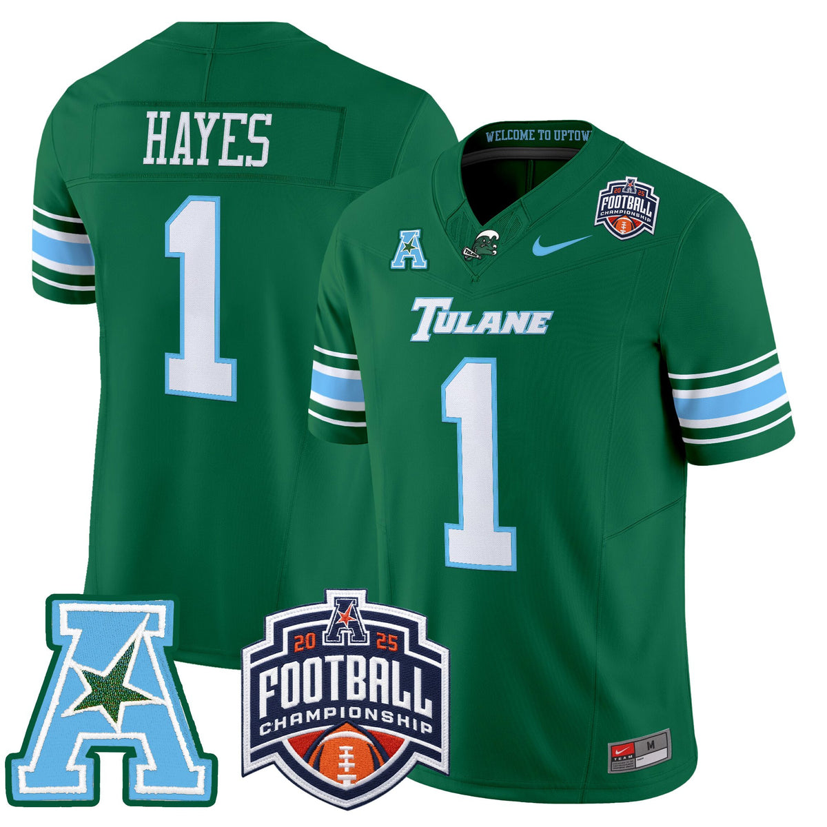 Men's Tulane Green Wave 2025 AAC Championship Vapor Limited Jersey - All Stitched