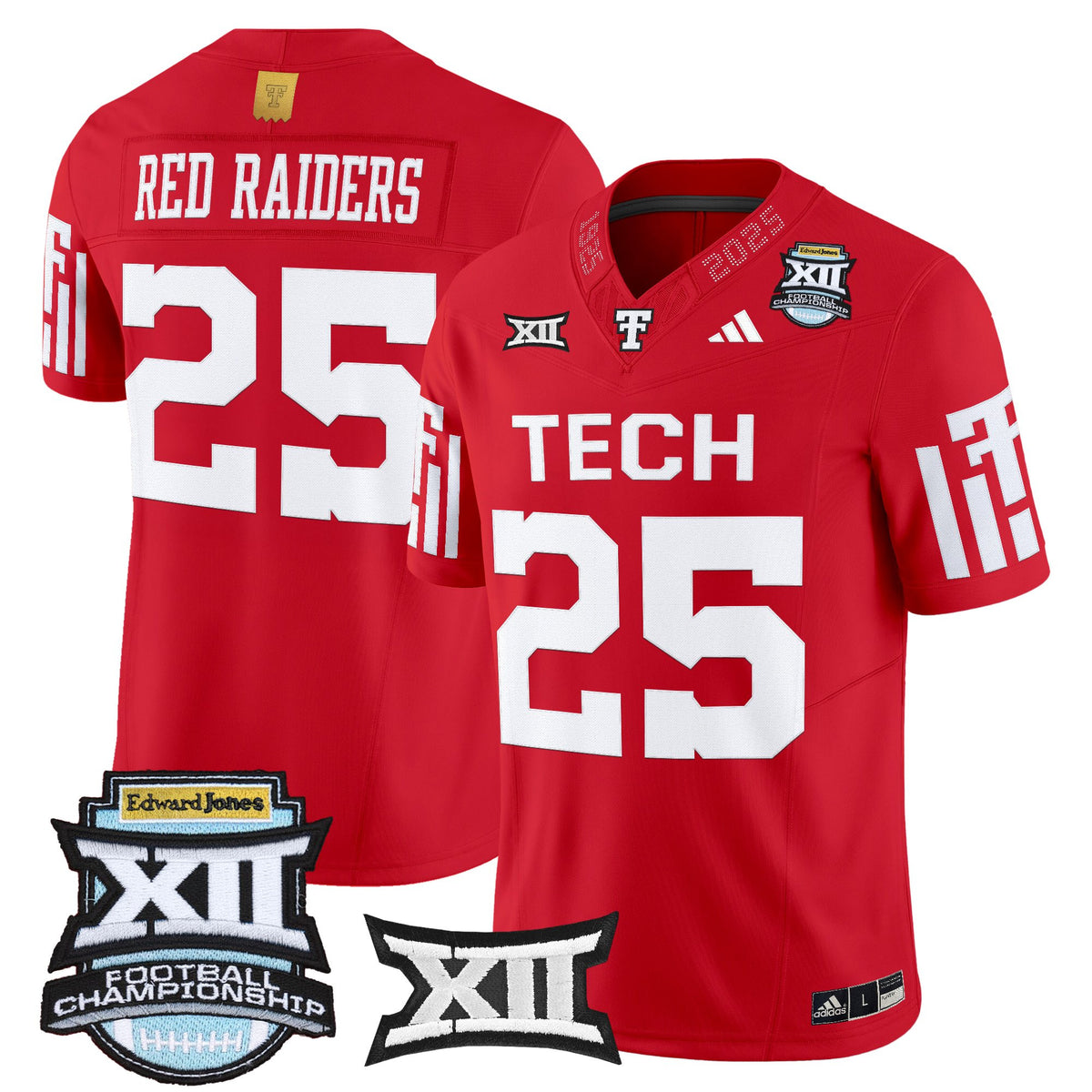 Men's Texas Tech Red Raiders 2025 Big 12 Championship Vapor Limited Jersey - All Stitched