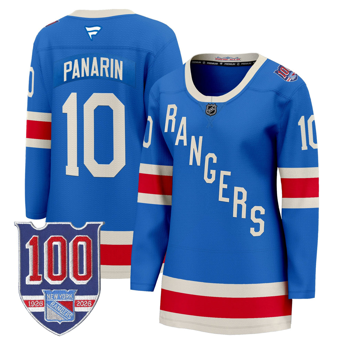 New York Rangers 1926 Throwback Premium Jersey - 100th Anniversary Patch - All Stitched