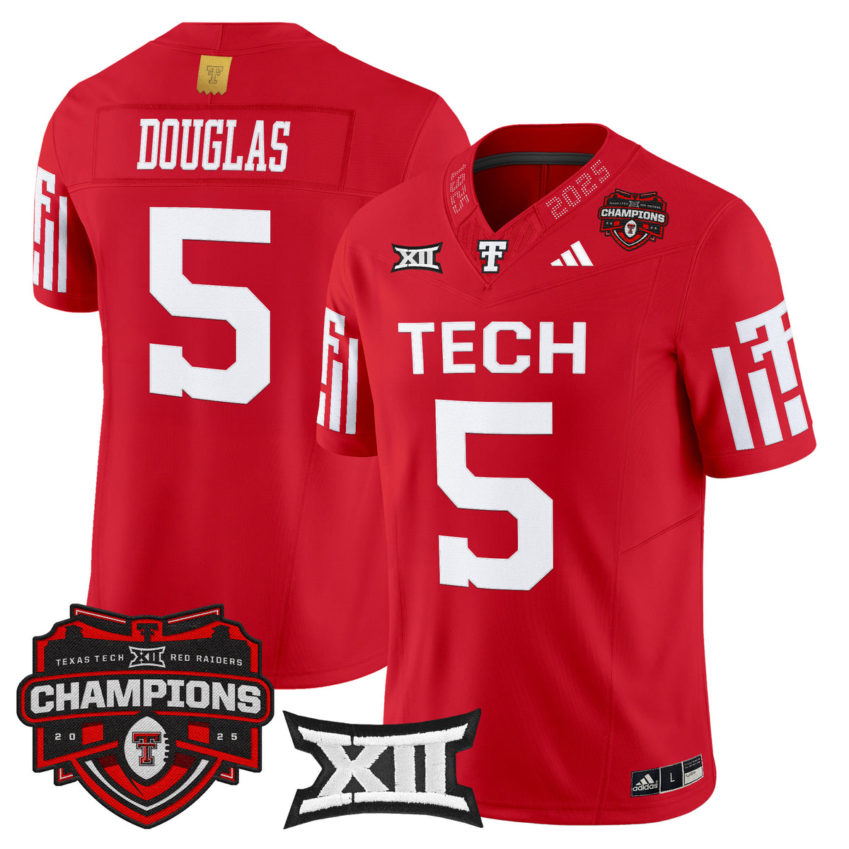 Men's Texas Tech Red Raiders 2025 Big 12 Champions Vapor Limited Jersey - All Stitched