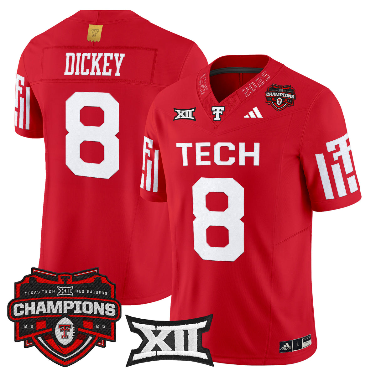 Men's Texas Tech Red Raiders 2025 Big 12 Champions Vapor Limited Jersey - All Stitched