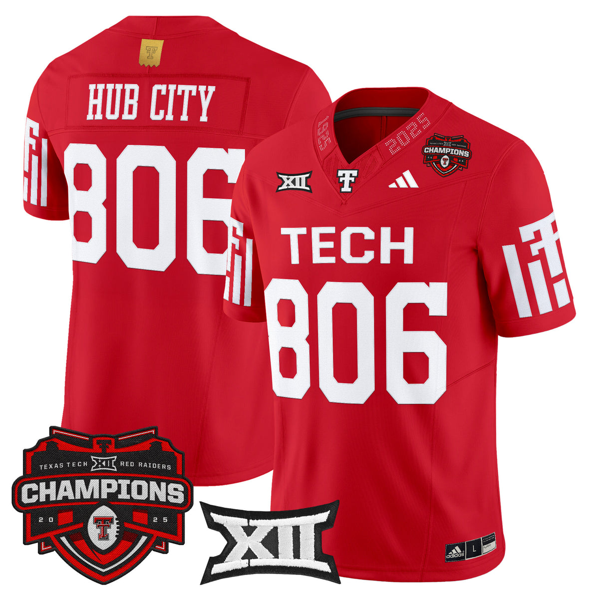 Men's Texas Tech Red Raiders 2025 Big 12 Champions Vapor Limited Jersey - All Stitched