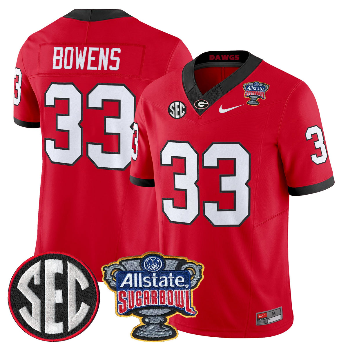 Men's Georgia Bulldogs Sugar Bowl Patch Vapor Limited Jersey - All Stitched