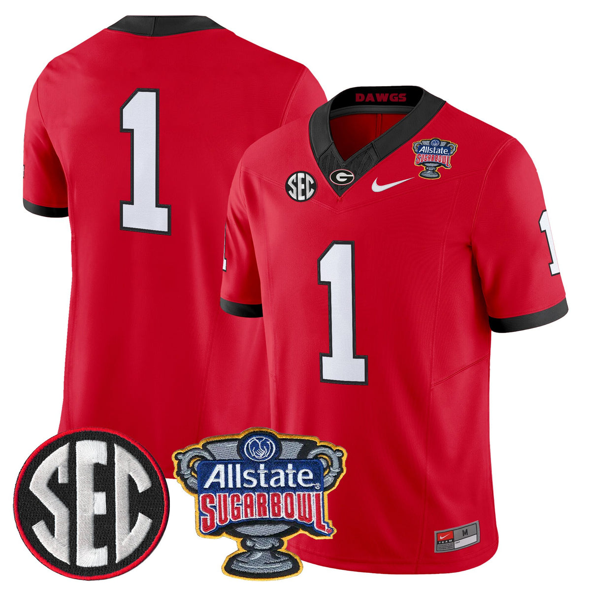 Men's Georgia Bulldogs Sugar Bowl Patch Vapor Limited Jersey - All Stitched