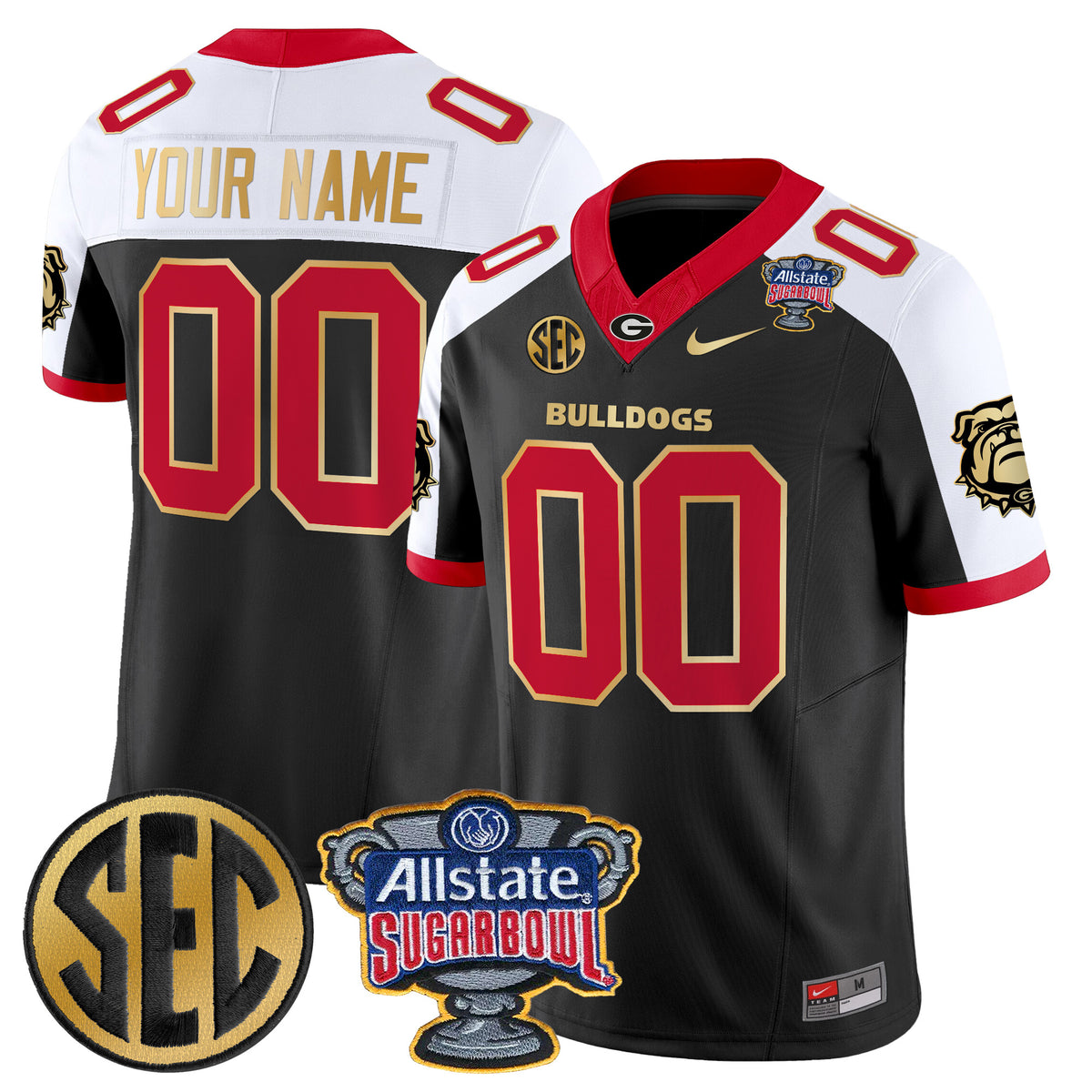 Georgia Bulldogs Sugar Bowl Patch Vapor Limited Custom Jersey - All Stitched
