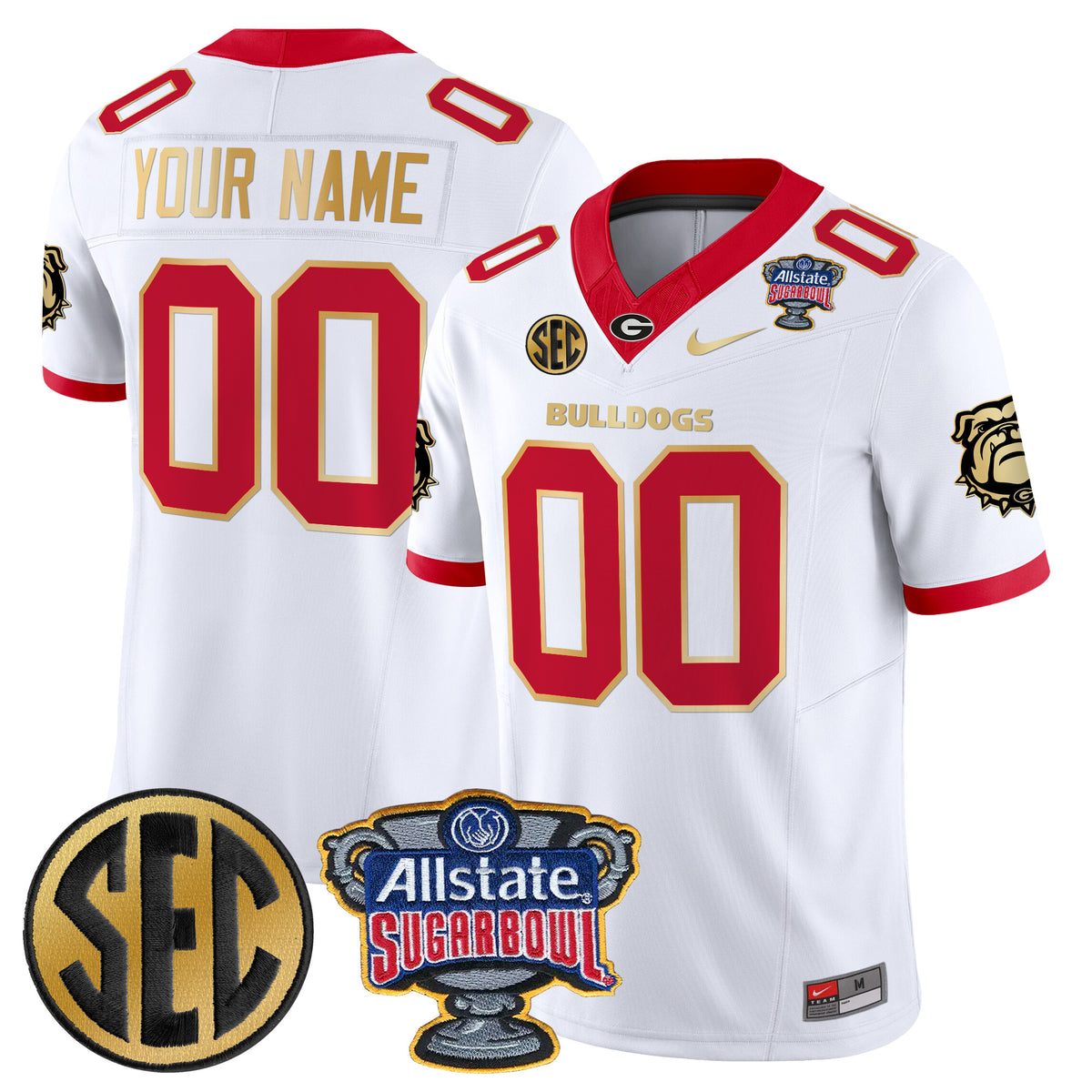 Georgia Bulldogs Sugar Bowl Patch Vapor Limited Custom Jersey - All Stitched