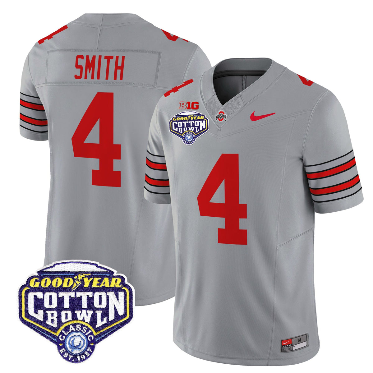 Men's Ohio State Buckeyes 'Heritage Stripe' Vapor Limited Jersey - 2025 Cotton Bowl Patch - All Stitched