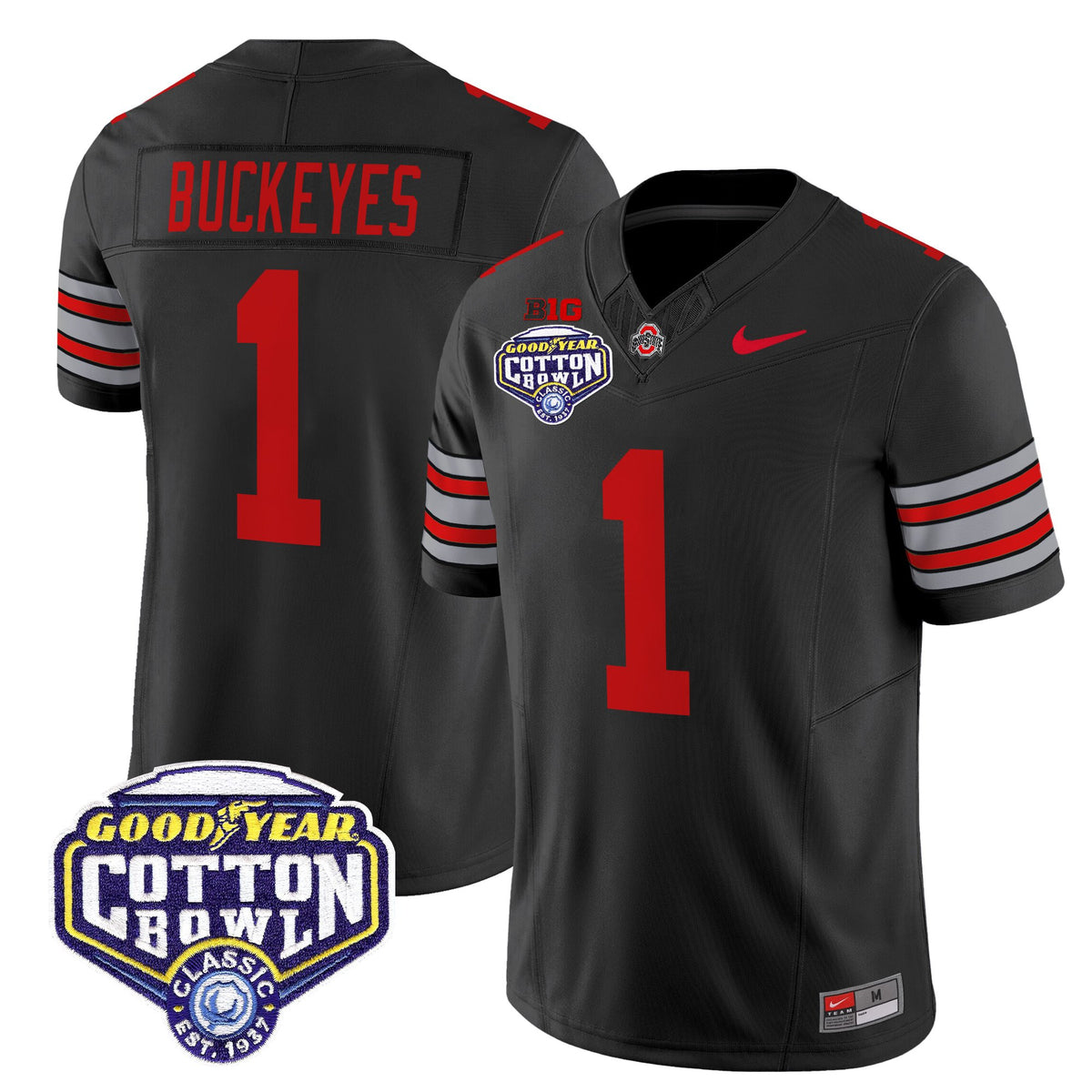 Men's Ohio State Buckeyes 'Heritage Stripe' Vapor Limited Jersey - 2025 Cotton Bowl Patch - All Stitched
