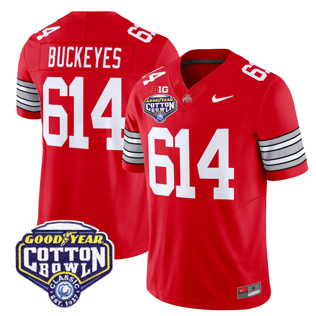 Men's Ohio State Buckeyes 'Heritage Stripe' Vapor Limited Jersey - 2025 Cotton Bowl Patch - All Stitched