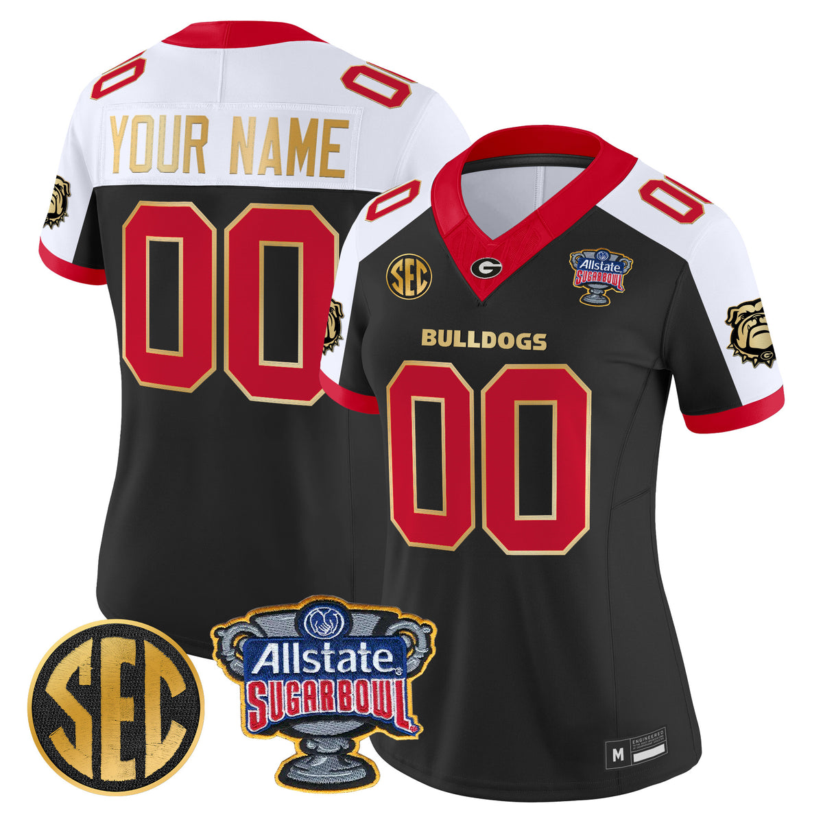 Georgia Bulldogs Sugar Bowl Patch Vapor Limited Custom Jersey - All Stitched