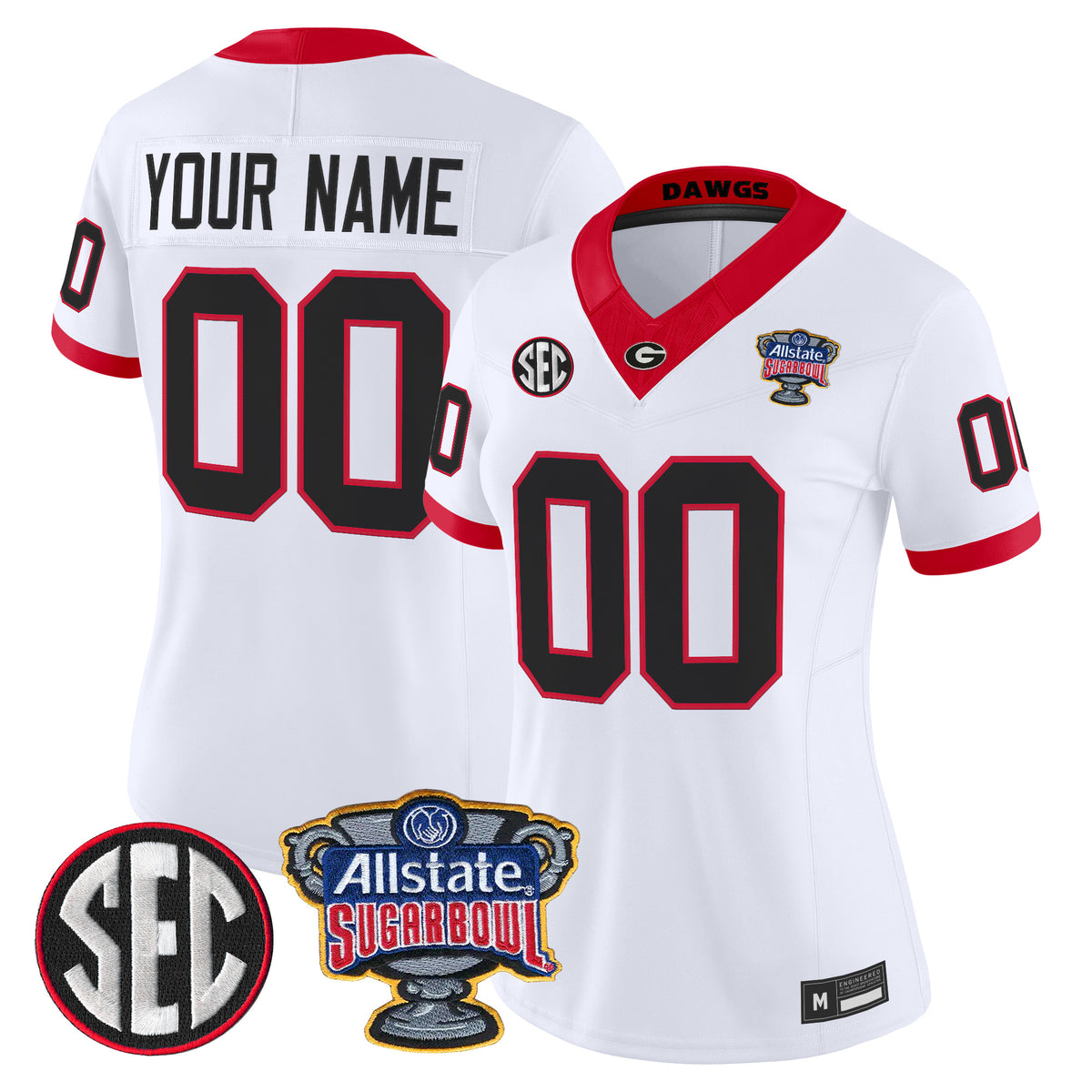 Georgia Bulldogs Sugar Bowl Patch Vapor Limited Custom Jersey - All Stitched