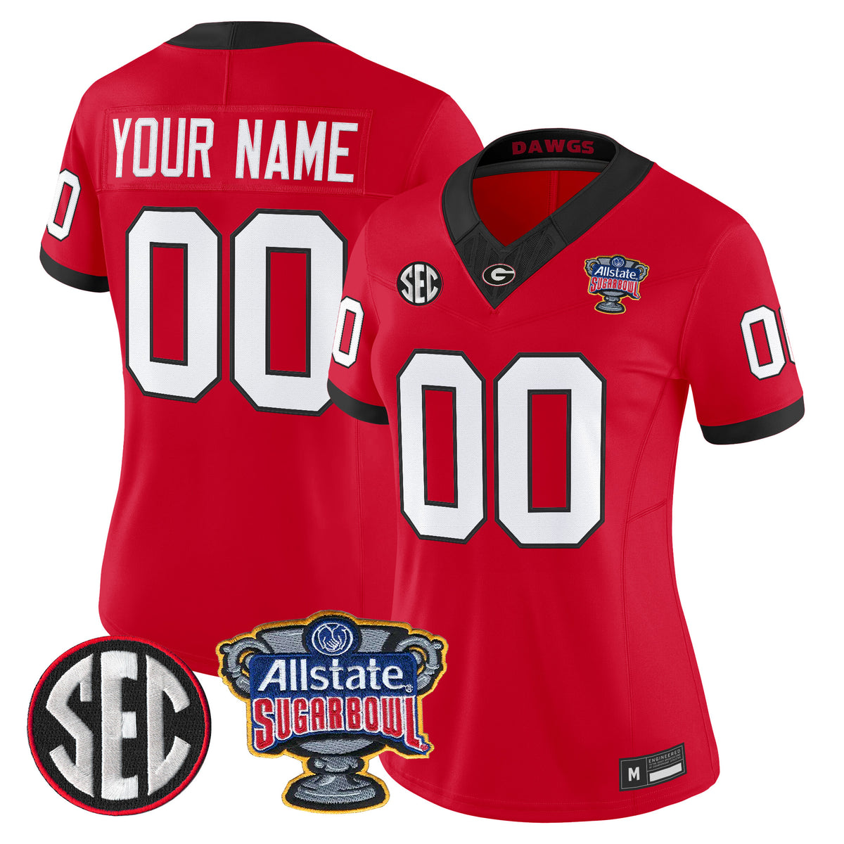 Georgia Bulldogs Sugar Bowl Patch Vapor Limited Custom Jersey - All Stitched