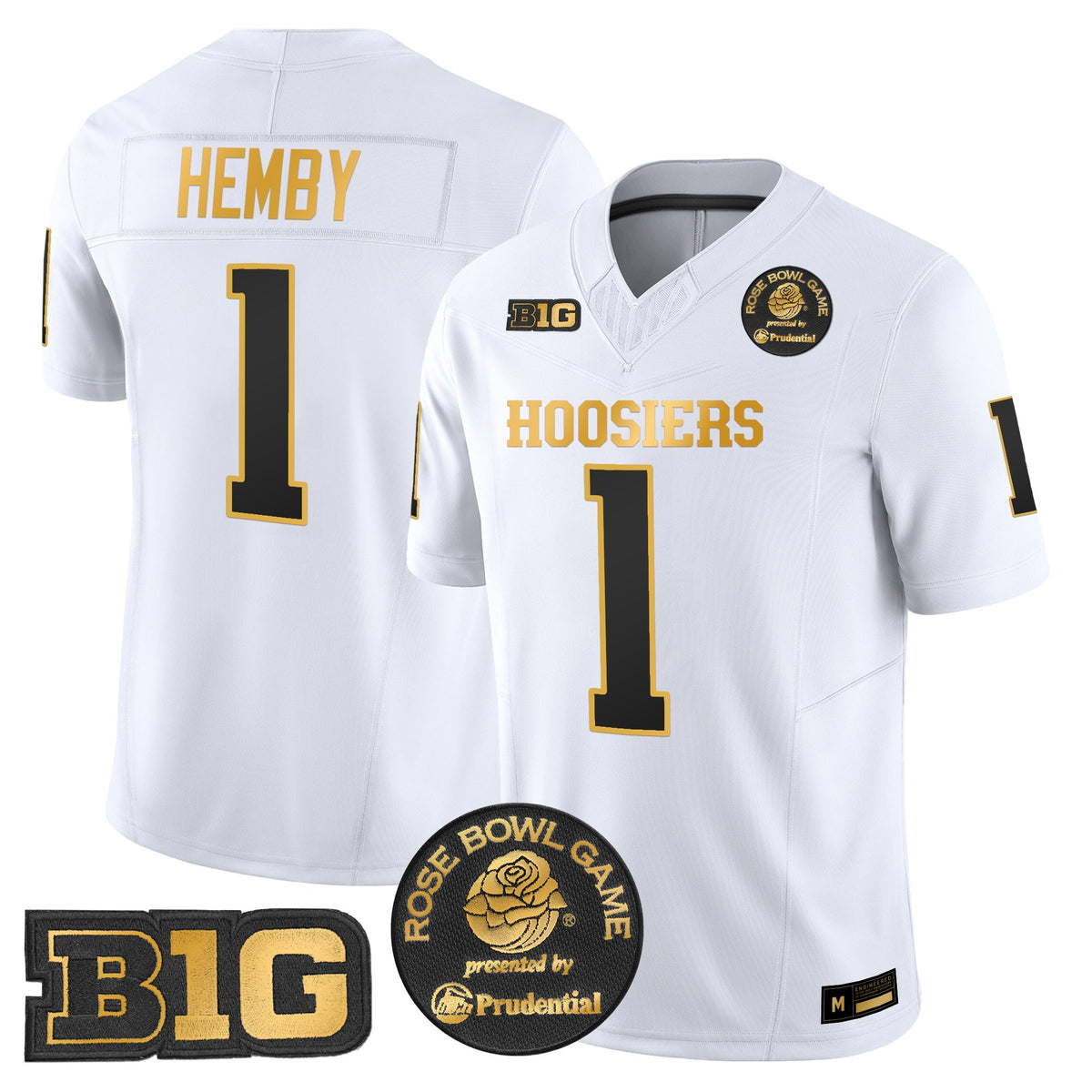 Men's Indiana Hoosiers 2025 Rose Bowl Gold Vapor Limited Jersey - All Stitched