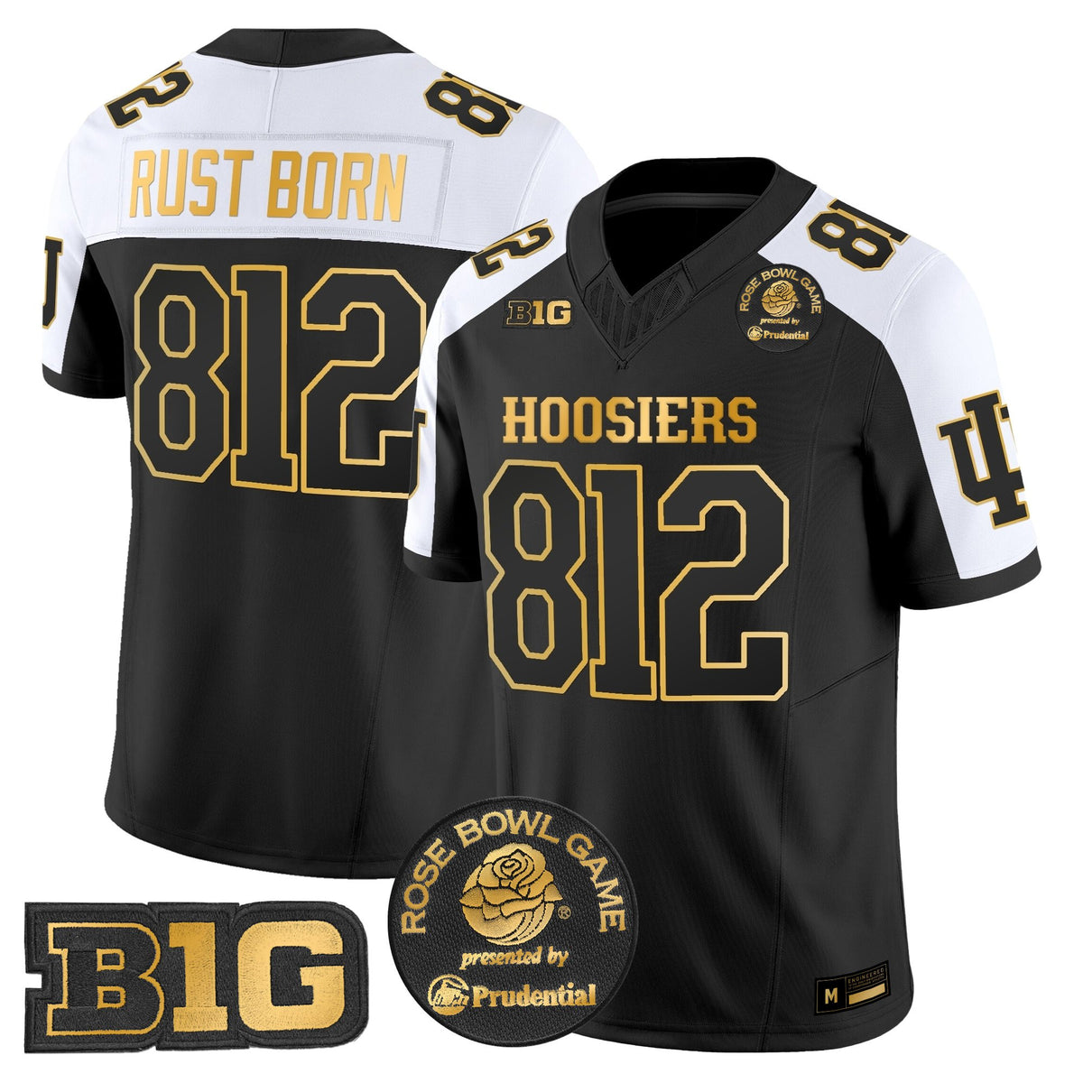 Men's Indiana Hoosiers 2025 Rose Bowl Gold Vapor Limited Jersey - All Stitched