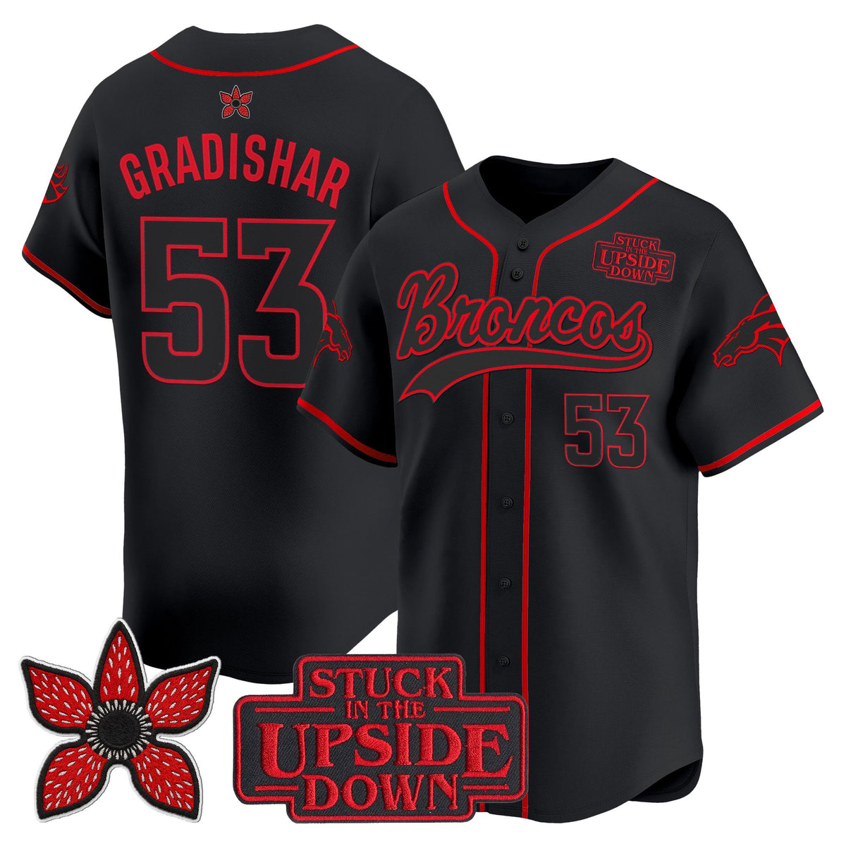 Denver Broncos 'Stranger Things Edition' Vapor Baseball Jersey - All Stitched