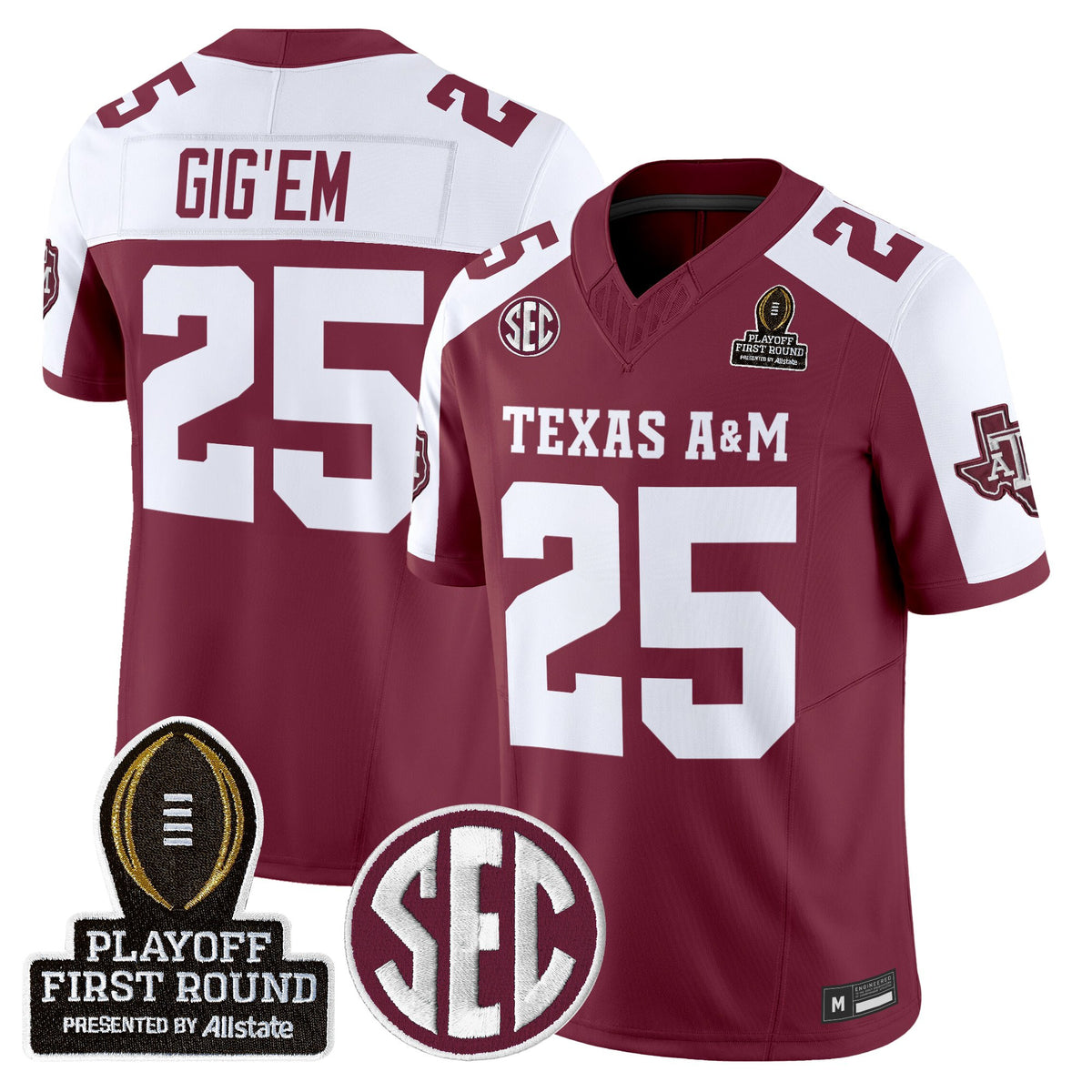 Men's Texas A&M Aggies 2025 Playoff First Round Vapor Limited Jersey - All Stitched