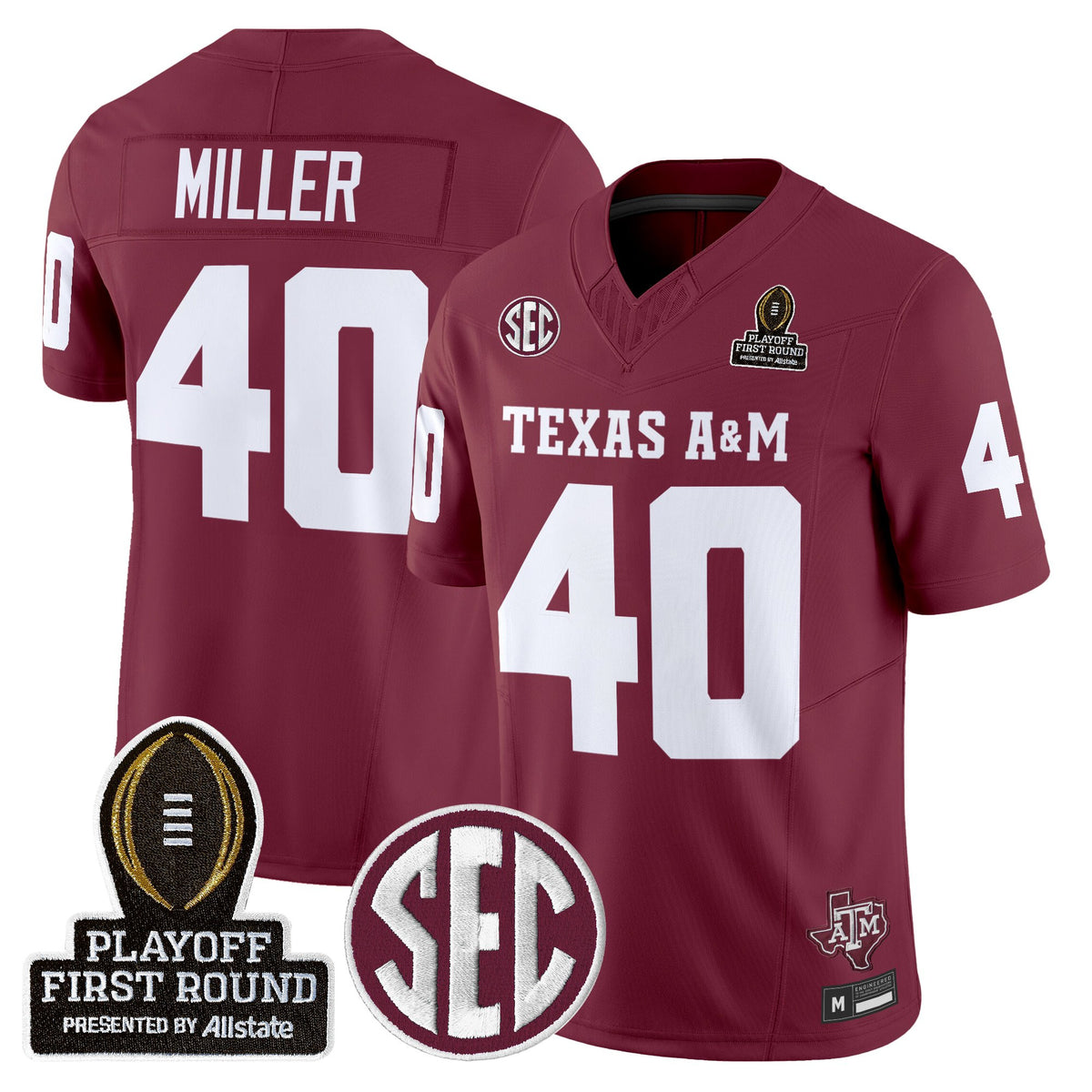 Men's Texas A&M Aggies 2025 Playoff First Round Vapor Limited Jersey - All Stitched